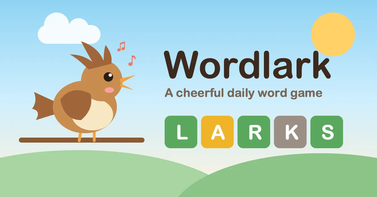 Wordlark: a cartoon lark perched beside colourful letter tiles